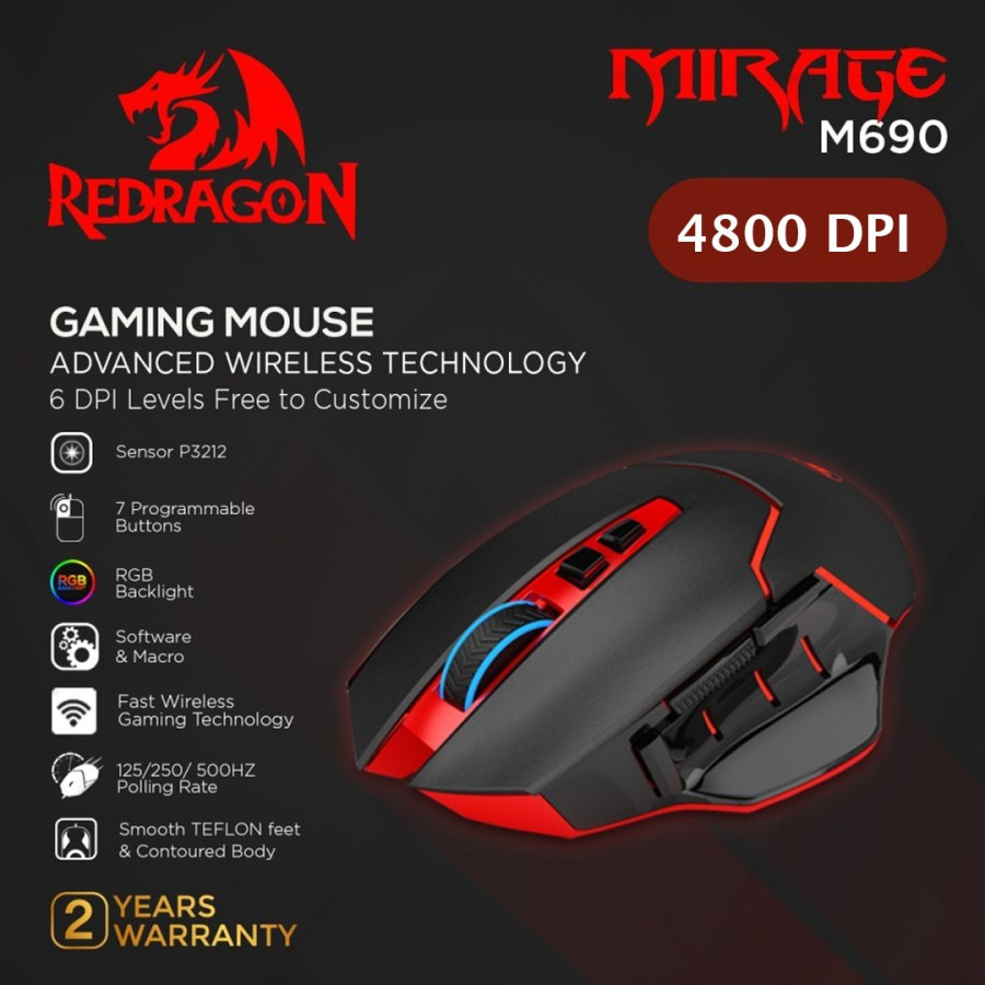 Redragon Wireless Gaming Mouse MIRAGE - M690-PRO