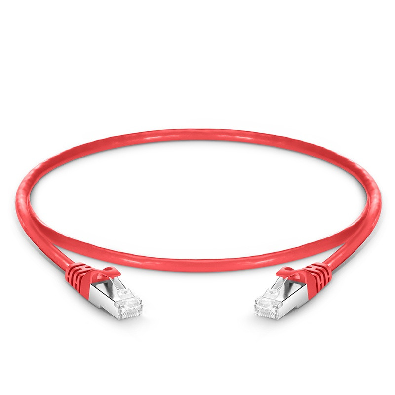 FS 1ft (0.3m) Cat6a 26AWG Snagless Shielded (S/FTP) PVC CM Ethernet Network Patch Cable, Red