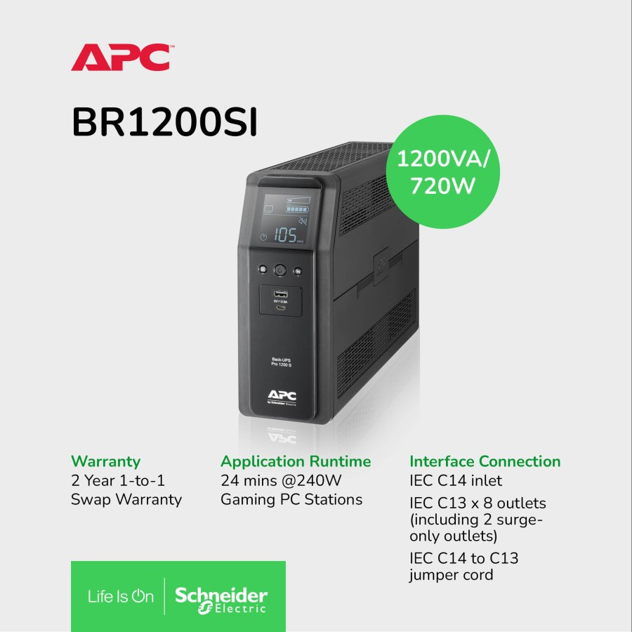 APC Back UPS Pro 1200VA 720W BR1200SI