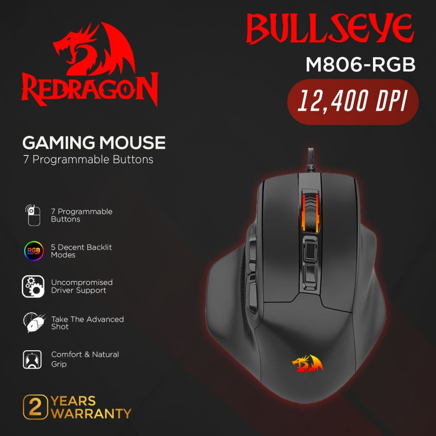 Redragon Gaming Mouse 7 Programmable Buttons RGB BULLSEYE - M806