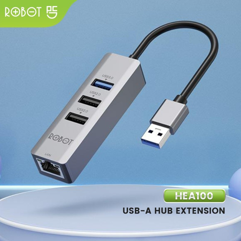 USB HUB LAN Ethernet 4 Slot cabang RJ45 + 1x USB 3.0 , 2x USB 2.0 - HEA100