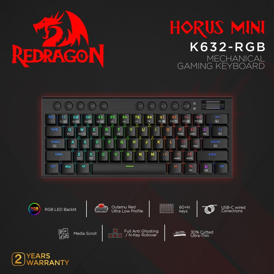 Redragon Mechanical Gaming Keyboard 60% HORUS MINI - K632 RGB