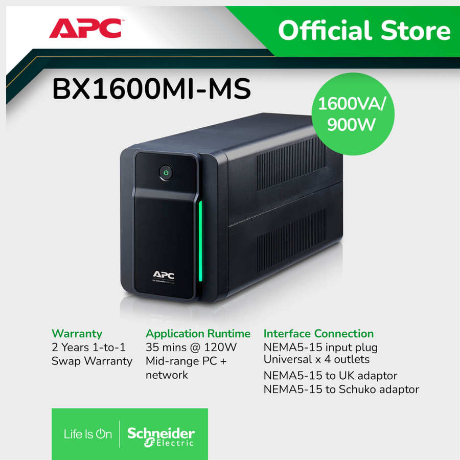 APC Easy UPS BX 1600VA 900W BX1600MI-MS