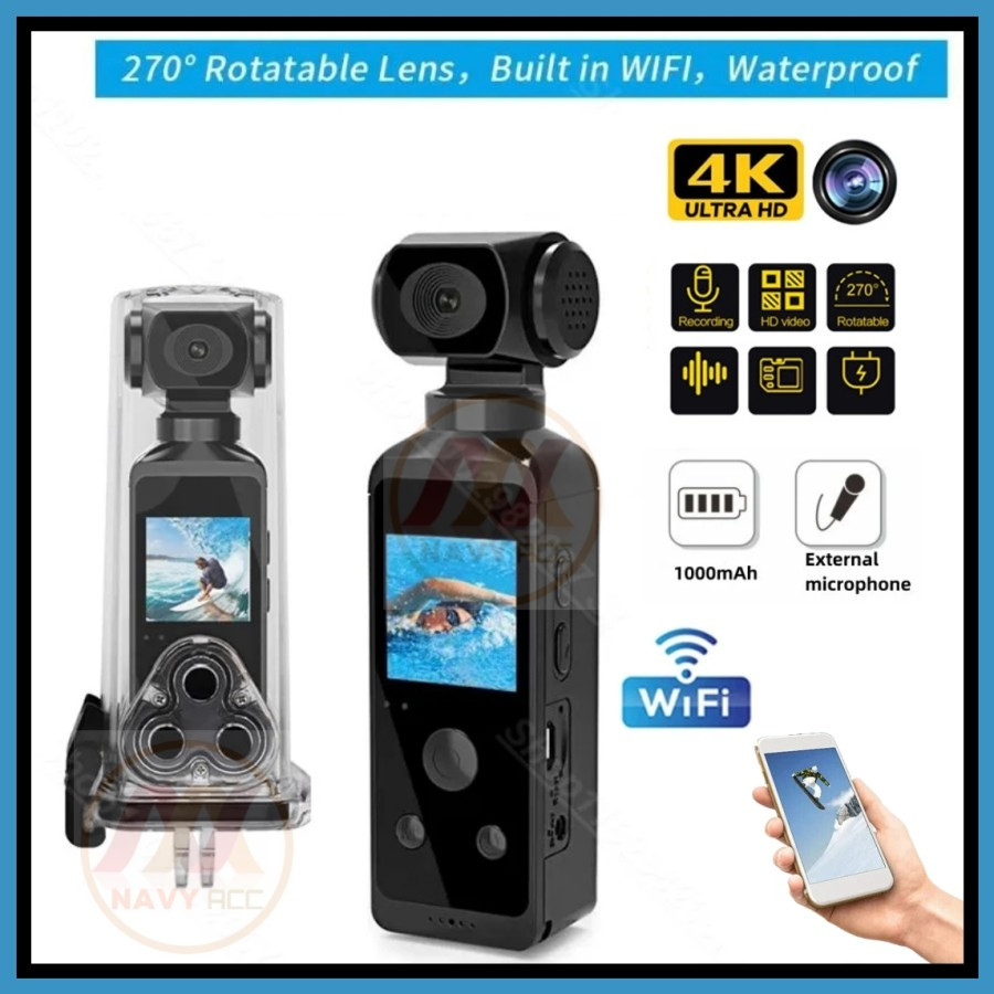 NS-Pocket Camera UHD Mini Vlog Wifi Case Waterproof Video Recorder K850H - KAMERA + 32GB