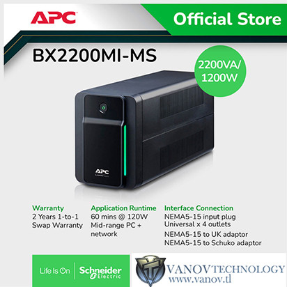 APC BX2200 Back UPS BX 2200VA 1200W BX2200MI-MS