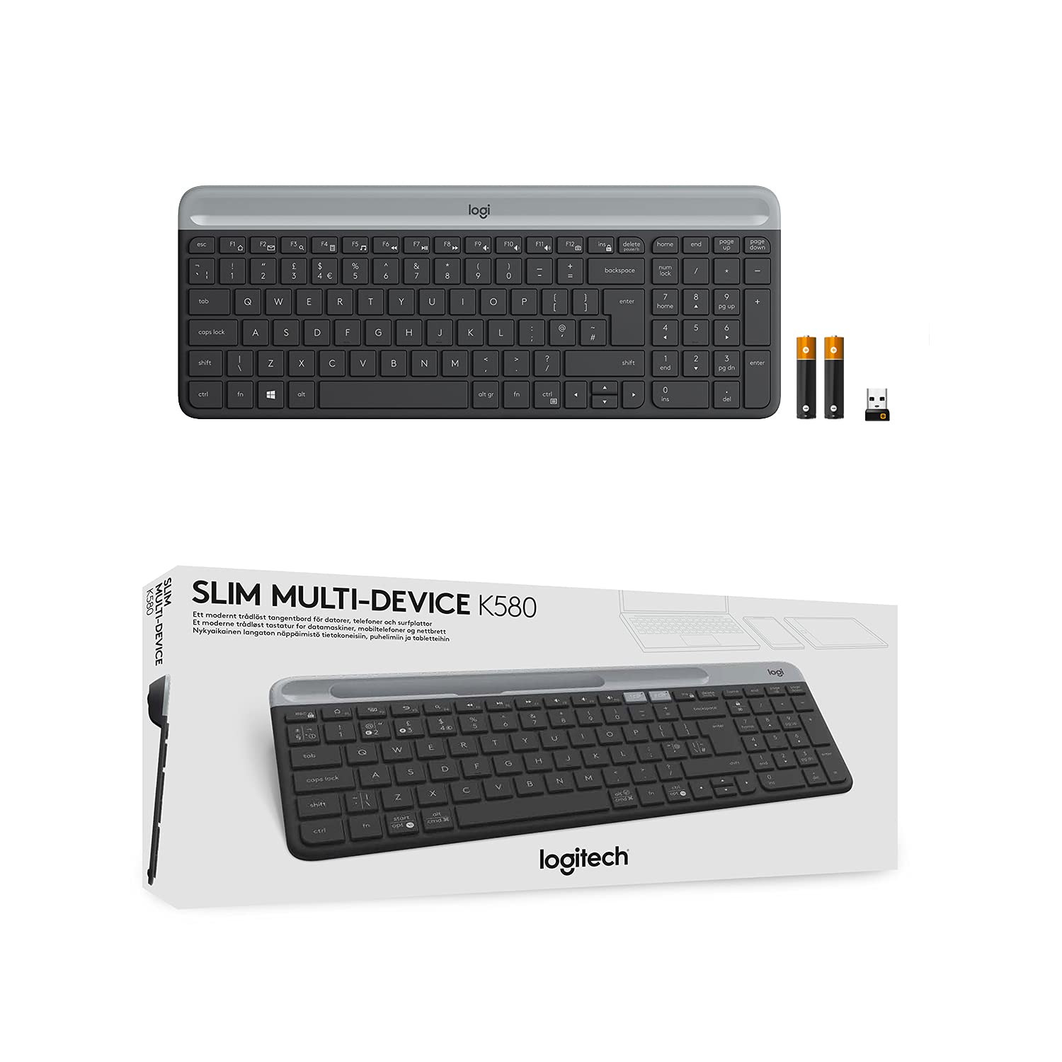Logitech K580 Keyboard Slim MultiDevice Wireless Bluetooth - Graphite