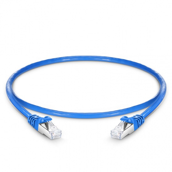 FS 1ft (0.3m) Cat6a 26AWG Snagless Shielded (S/FTP) PVC CM Ethernet Network Patch Cable, Blue