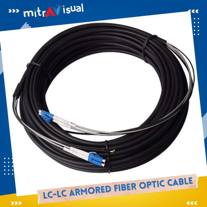 LC to LC 2 Core Fiber Optic Cable Armored SInglemode for Camera Multimedia - 250 meter