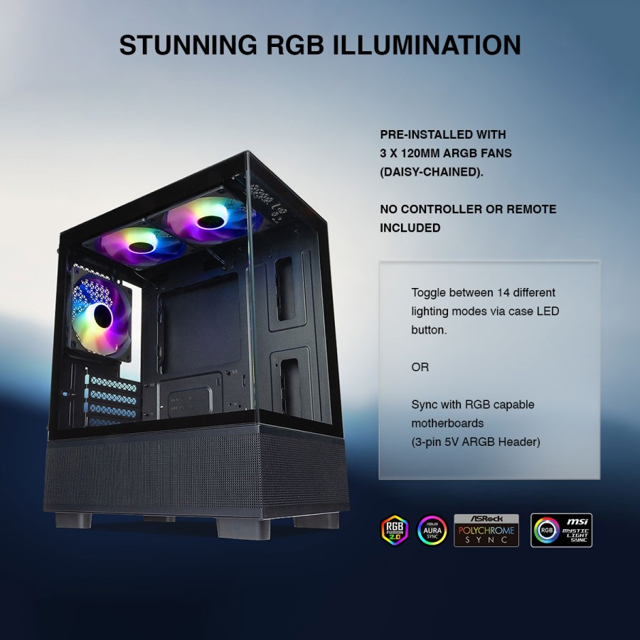 TECWARE INFINITY M2 Pro - Dual Tempered Glass mATX Case / Casing PC - +150K GET FLEX