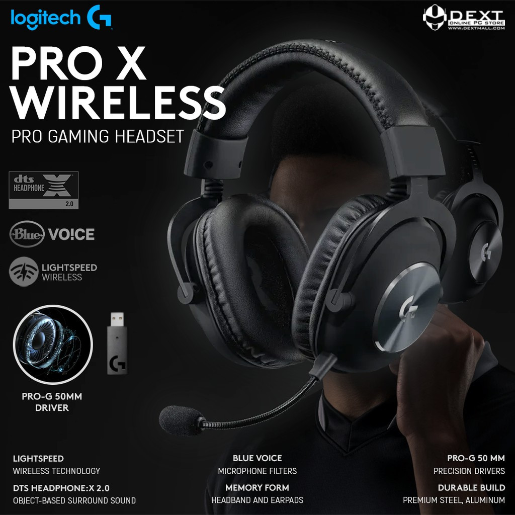 Logitech PRO X Wireless LIGHTSPEED 7.1 Gaming Headset with BLUE VO!CE