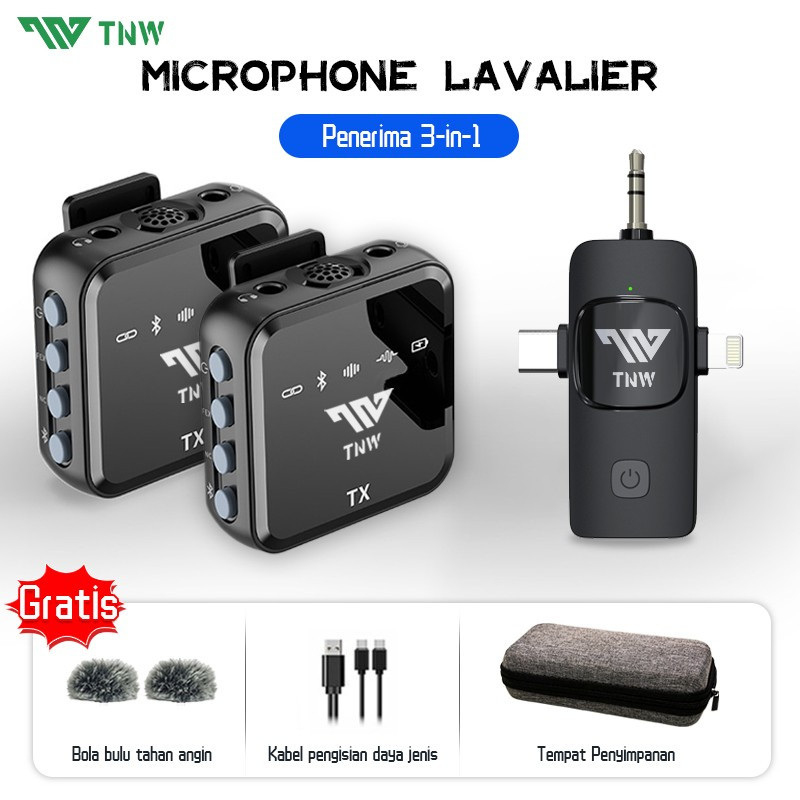 TNW N12/N13 Wireless Microphone Clip On 2 Mikrofon Clip On Lavalier - 1Receiver 1Mic