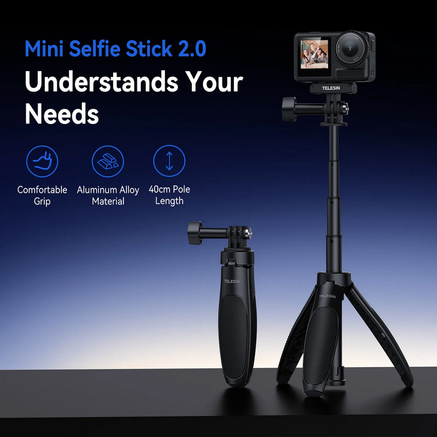 TELESIN Aluminum mini tripod selfie stick Gopro Dji Action Phone Camera Insta360