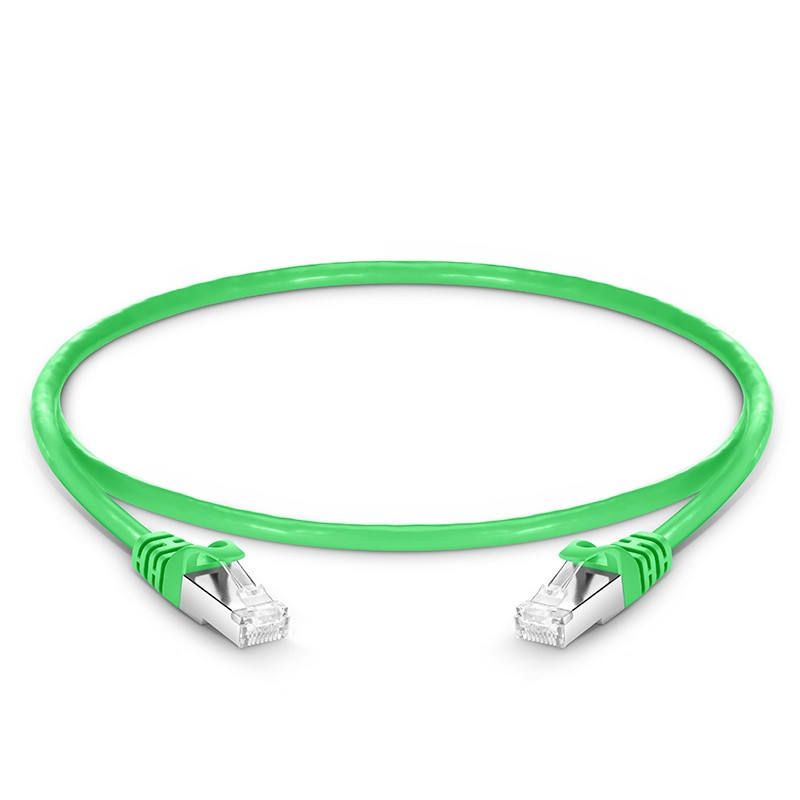 FS 1ft (0.3m) Cat6a 26AWG Snagless Shielded (S/FTP) PVC CM Ethernet Network Patch Cable, Green