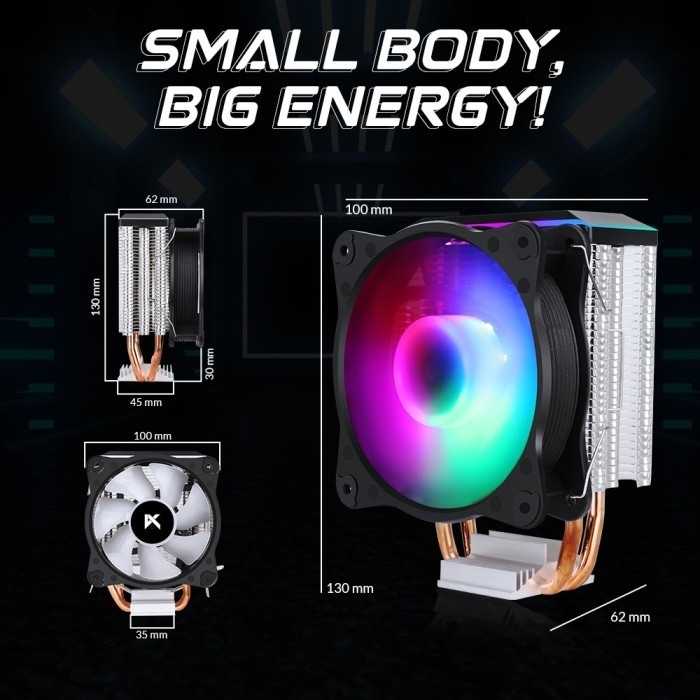 Fan Processor KYO SAMA KA200D CPU COOLER RGB HSF Cooler RGB