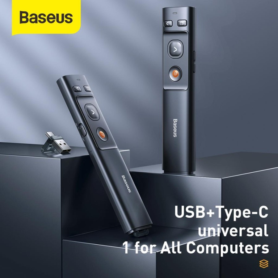REMOTE CONTROL LASER POINTER PEN BASEUS WIRELESS PRESENTER POINTER PEN - + Baterai AAA