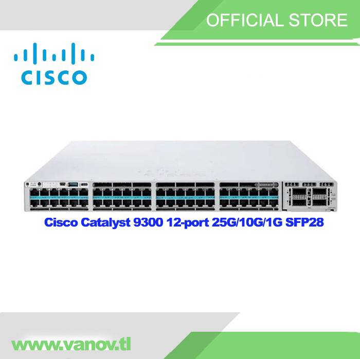 Cisco Catalyst 9300 12-port 25G/10G/1G SFP28 with modular uplinks, Network Advantage